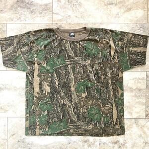 Vintage Ace Sportswear Single Stitch Camo Pocket T Shirt Trebark Sz XXL 2XL USA